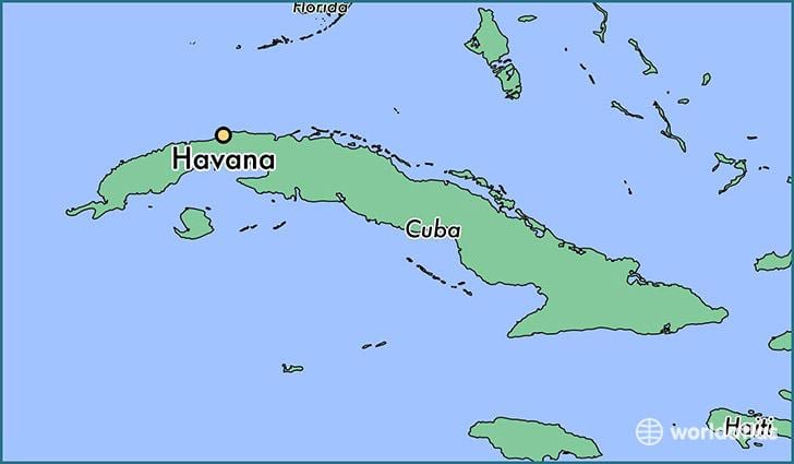 Хавана на Куба мапа