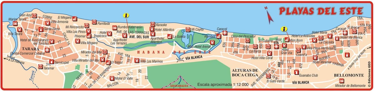карта на playa del este Куба